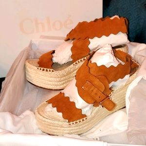 Chloe Ochre Lauren Espadrille Wedges 38